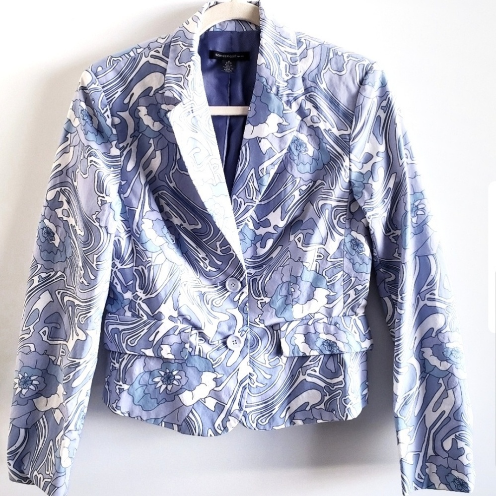 Kenneth Cole Blazer Size 6 Blue Floral